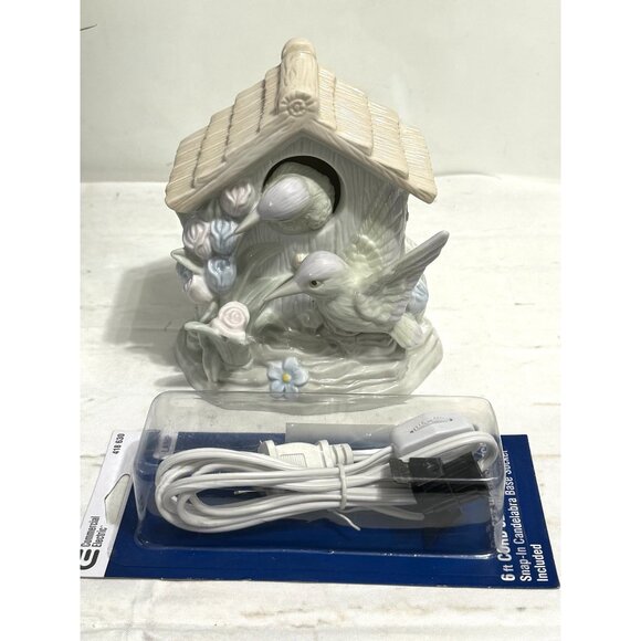 Porcelain Birdhouse Night Light Lamp With Cord & Switch - Picture 9 of 12